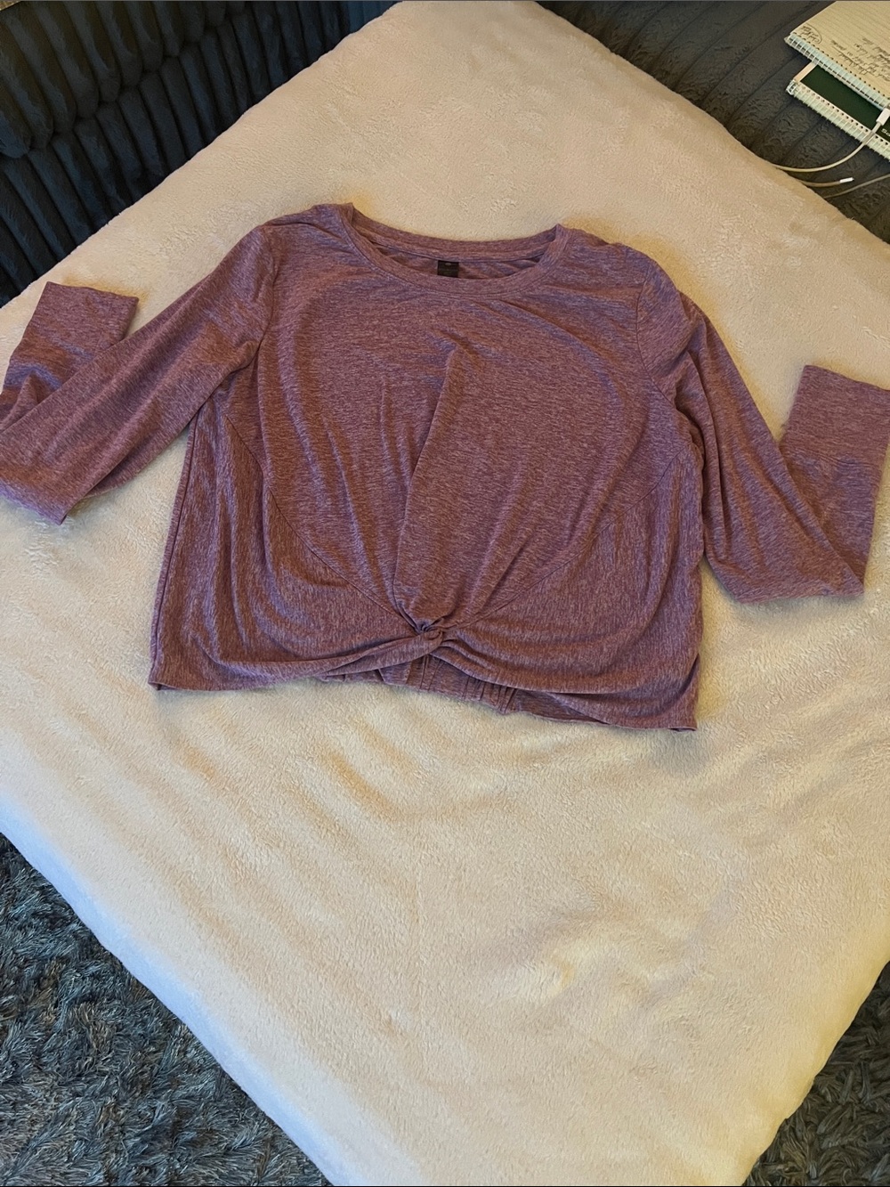 Yogalicious🌸 Sz S Crop Top Purple* Mauve Space Dye* Twist-Front - Picture 3 of 13